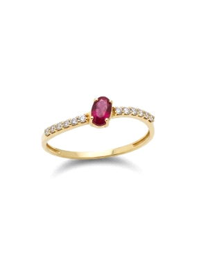 Anillo Oro Ley 18K amarillo con circonitas