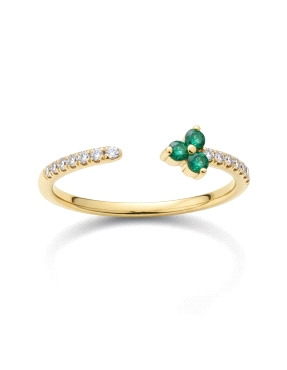 Anillo LOVE Oro ley 18K con diamantes y esmeraldas 2