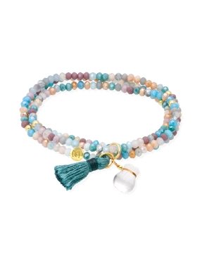 PULSERA ZEN OCEANIA  PLATA CON SACO SUERTE