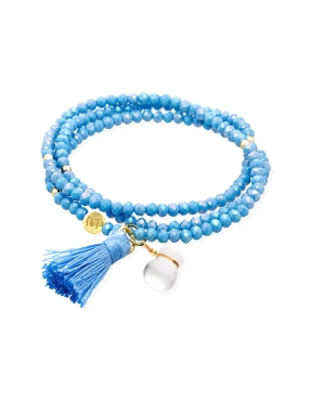PULSERA ZEN AQUA PLATA CON SACO SUERTE