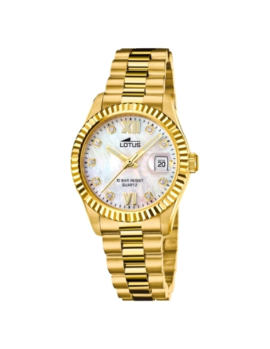  Reloj mujer analogico, con caja acero pvd gold de estilo clasico, sumergibilidad 10 atm, movimiento cuarzo,  <br> Este reloj es